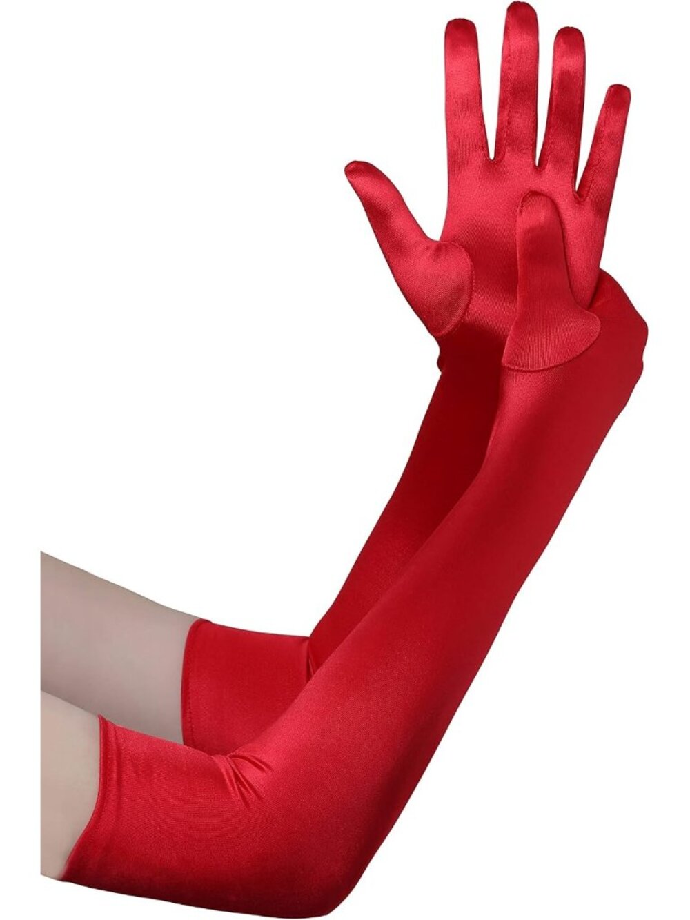 Women Roes Long Elbow Length 1920s Gatsby Satin Opera Bridal Wedding Gloves